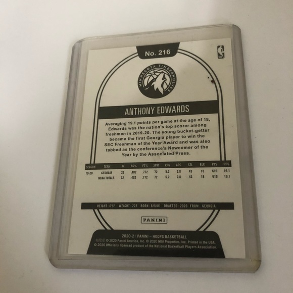 2021 Panini NBA Hoops Anthony Edwards Rookie Card - Picture 2 of 2